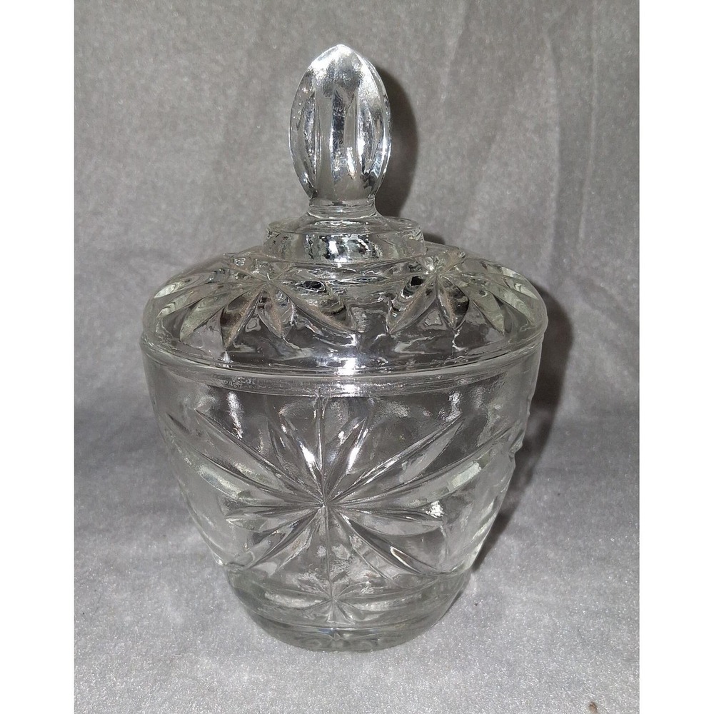 Vintage‎ Anchor Hocking Clear  Glass Star of David Sugar / Lid & Creamer